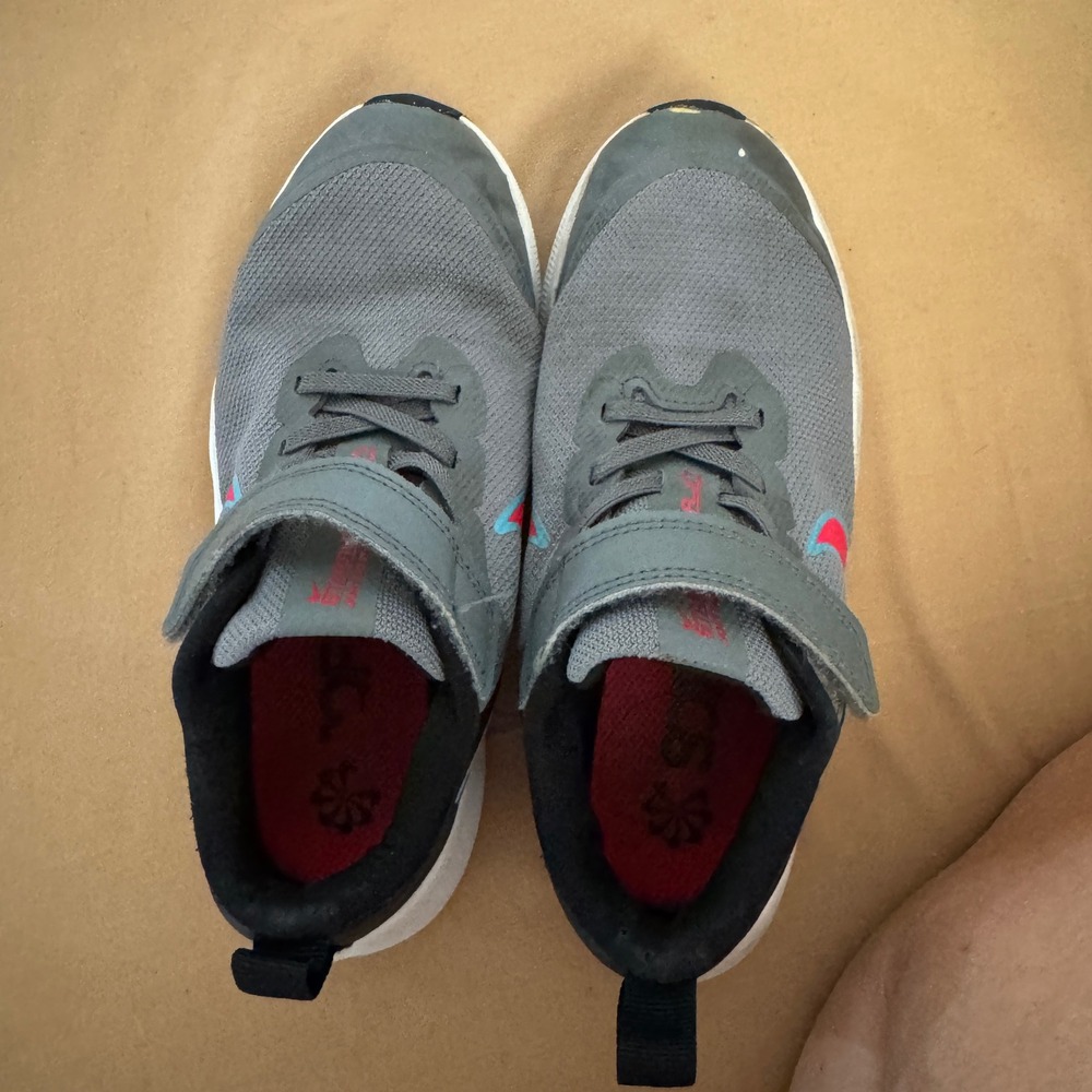 Nike Downshifter 13C Toddler Running Shoes Gray Red Black Hook and Loop‎ - Picture 6 of 7
